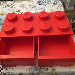 LEGO 4 X 2 - 8 Stud Storage Box 2 Drawers Stackable Red Brick
