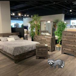 ATTİCUS 5 PCS BEDROOM SET QUEEN OR KİNG BED DRESSER NIGHTSTAND MIRROR AND CHEST WİTH İNTEREST FREE PAYMENT OPTİONS 