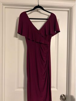 Ralph Lauren Burgundy Ruffled Draped Dress