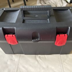 Black Plastic Toolbox w Red Latches $20