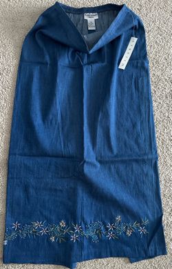 NWT Alfred Dunner Petite Embroidered Denim Maxi Skirt - Size 6P