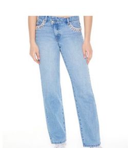 Size 29 jeans with rhinestones design
