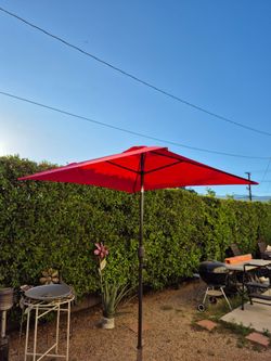 6.5" ft square market umbrella patio color: red base not included