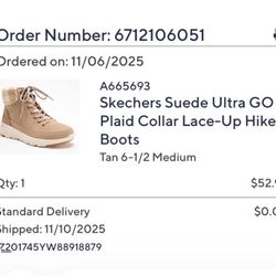 New Skechers Suede Ultra GO Plaid Lace Up Hiker Boots