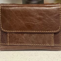 New Brown Leather Wallet With Coin Pouch