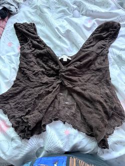 Brown Textured Twist-Front Tank Top XL