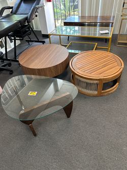 New Glass Top Wooden Leg Modern Coffee Table