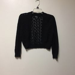 Women’s AGB ramie/Cotton 3/4 Sleeve Black Cardigan/Shrug Sweater…Size-medium