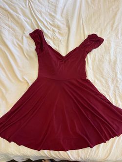 ANGIE Burgundy Fit & Flare Dress – Size S