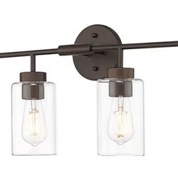 zeyu 4 Light Fixtures for Bathroom Above Mirror, Vintage Vanity Lighting Fixtures, Oil Rubbed Bronze Finish with Clear Hammered Glass,