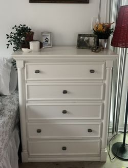 Tall Solid Wood White Dresser