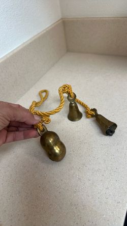 Vintage Farmhouse Etched bells from India / Large animal Bell / Peanut shape