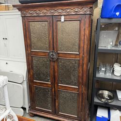 Wood with Metal Accents Media Armoire
