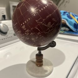 Rotating World Globe Marble Base 10” Tall