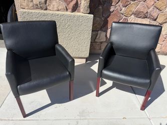 Pair of Black Upholstered Accent / Guest Chairs – $125