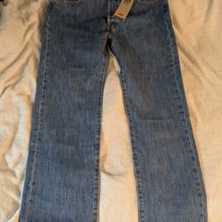 Levi's 501 Men's Medium Wash Blue Denim Straight Jeans, Button Fly