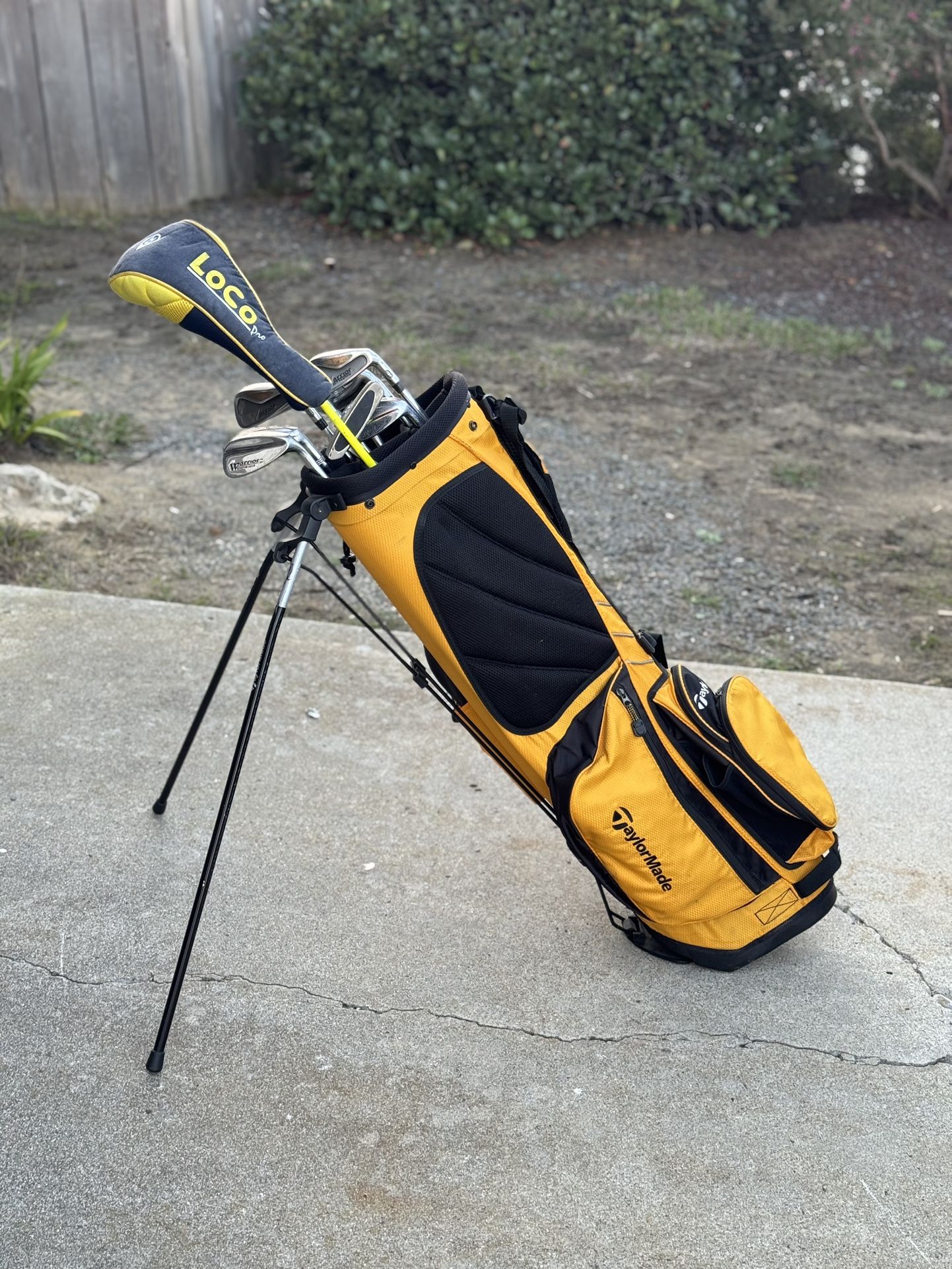 Taylor Made Golf Bag With Mixed Matched Golf Clubs And Loco Driver