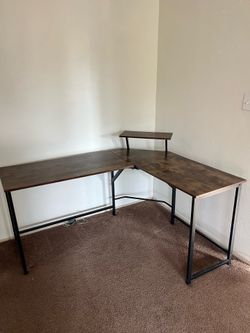 Brown L shape desk