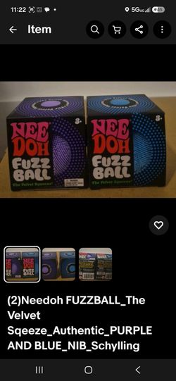 (2)Needoh FUZZBALL_The Velvet Sqeeze_Authentic_PURPLE AND BLUE_NIB_Schylling