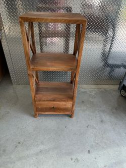 Wooden shelf bottom drawer