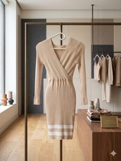 SizeL. Elegant Ribbed Knit Bodycon Dress – Like New!