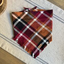 Large Dog Bandana With Snap On And Plaid Flannel Design
