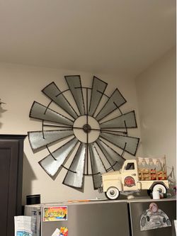 Farmhouse windmill metal wall decor