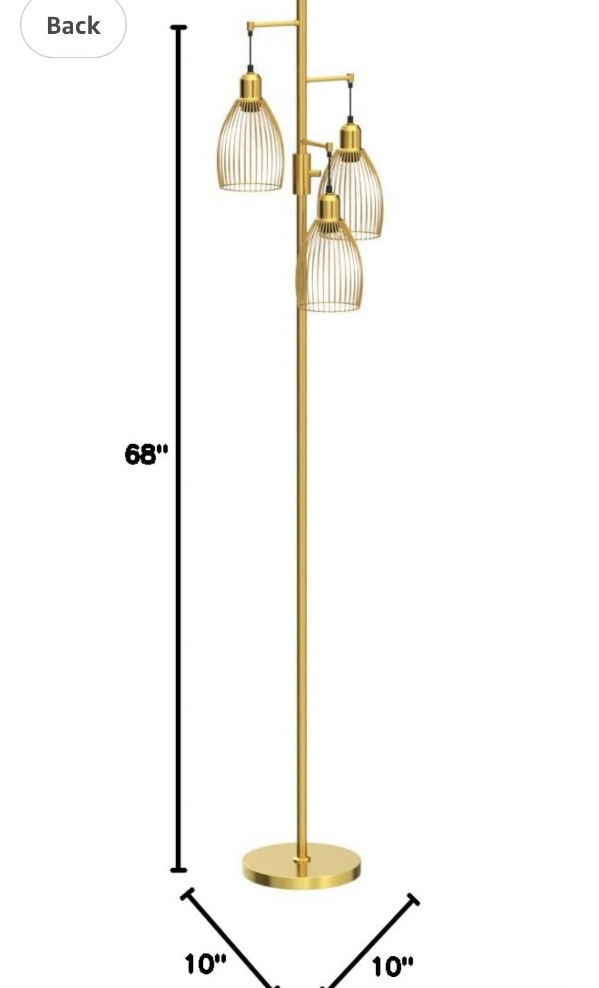 Dimmable Industrial Floor Lamps for Living Room, Gold Tree