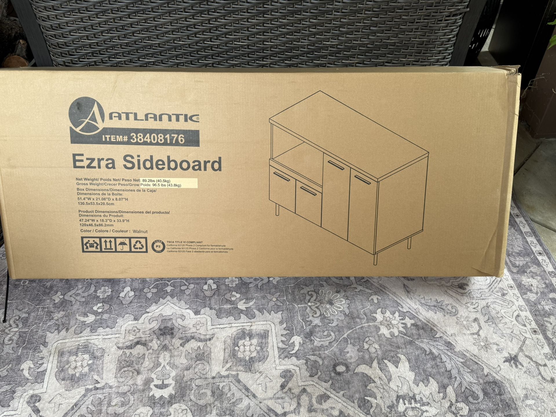 Atlantic Erza Sideboard Cabinet New In Unopened Box