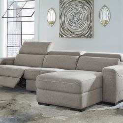 Mabton Gray 3-Piece Raf Dual Power Reclining Sectional

