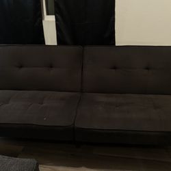 Black Suede Futon Convertible Couch