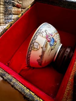 Very old bone china Chinese bowl in original box. Box  rare find
