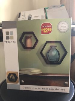 2pack wooden hexagon shelves