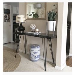 🖤 Wolcott Retro Mid-Century Lacquer Console Table – Black/Black – New in Box 🖤 