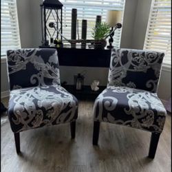 Set Of 2 Slip Covered Accent Chairs