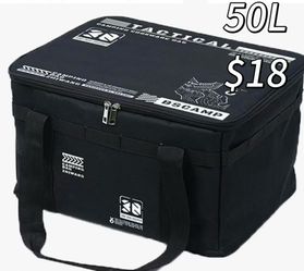 😀 Large Capacity Outdoor Camping Storage Bag, Heavy Duty Foldable Gear Organizer with Multi Compartments, Waterproof Travel Tote for Camping, Car Tru