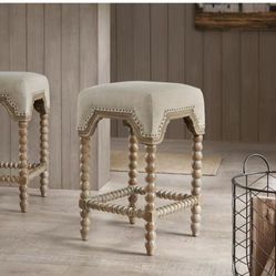 Park Daviesia 25.75 in. Light Grey Wood Counter Stool