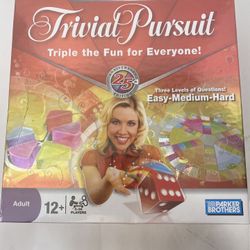New Trivial Pursuit 25th Anniversary Edition Board Game; Factory Sealed; 3 Levels of Questions