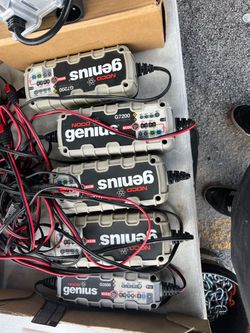 Noco Genius G7200 battery chargers $50 each firm  They don’t have the eyelets to connect to a battery. You’ll need to either buy the adapter or splice