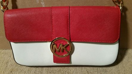 Red and white michael kors best sale purse