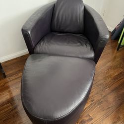 Calia Italian Leather Lounge & Ottoman 