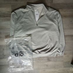 Alo Quarter Zip Pullover – Light Grey | Size M