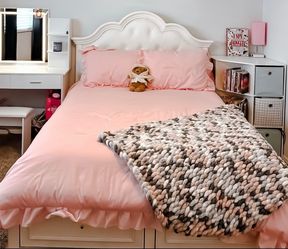 White Tufted Headboard Bed Frame with Storage