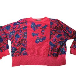 Vintage Phillipe Marques red floral long sleeve blouse
