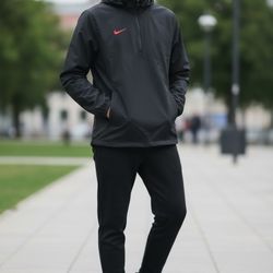 NWT Nike Performance 1/4 Zip Football Jacket, DV6754-013. BLACK/RED Small