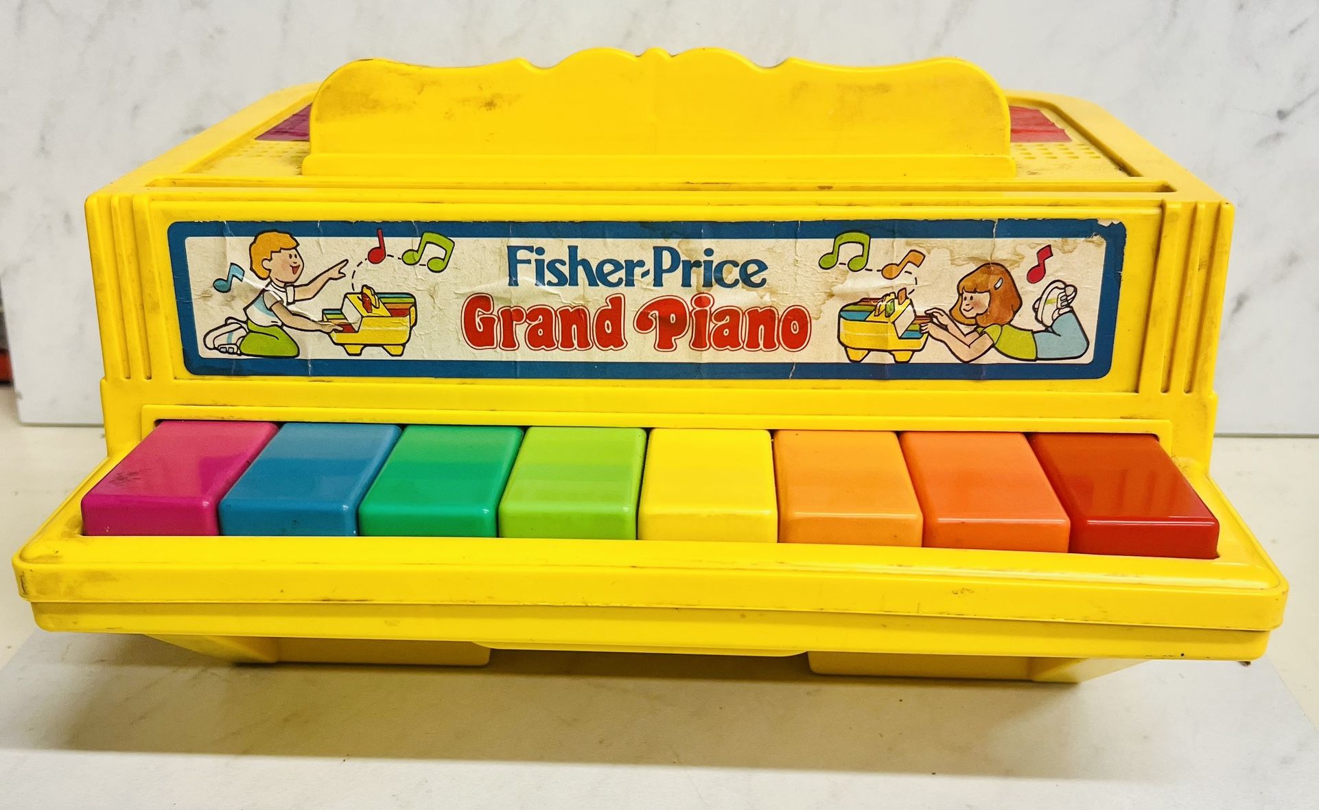 Vintage Fisher-Price 1986 Grand Piano Yellow With Multi Colored Keys #2201
