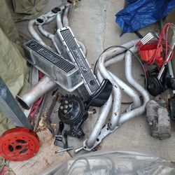 Chevy Small Block New Water Pump Truck Headers New Valve Cover Edelblocks