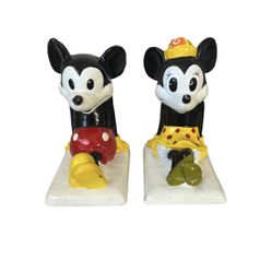 Vintage Walt Disney Mickey & Minnie Mouse Bookend/ Paper Weights 