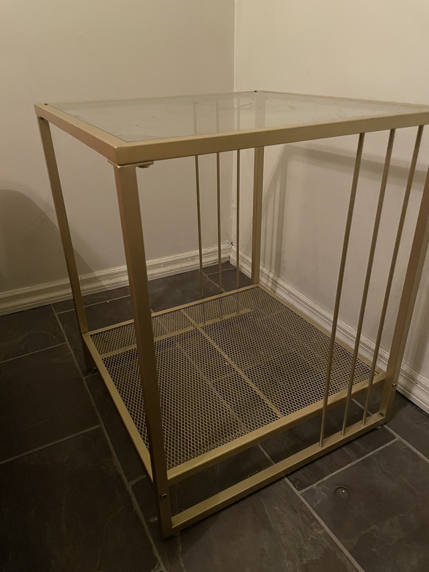 Golden End Table with Tempered Glass Top