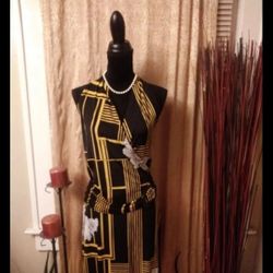 TtyPotter Blk/Yellow Halter Dress Sz Med